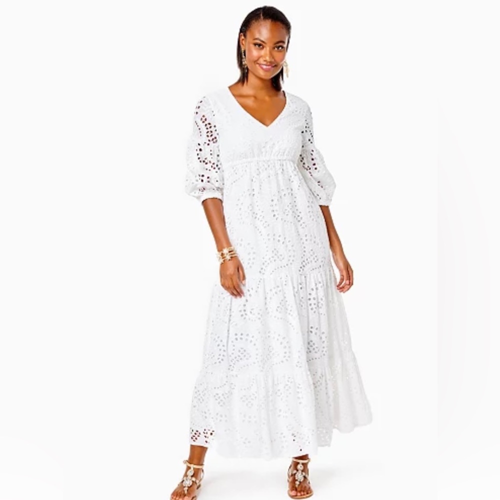 Breann White Eyelet Maxi Dress only worn once.